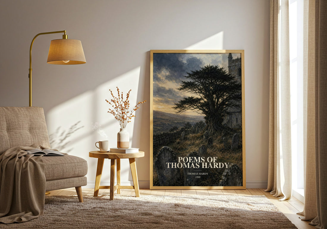 Poems Of Thomas Hardy watercolour print in frame leaning in hallway – poetry wall art