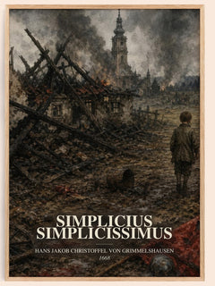 Simplicius Simplicissimus watercolour book poster by Hans Jakob Christoffel von Grimmelshausen – framed literary art print