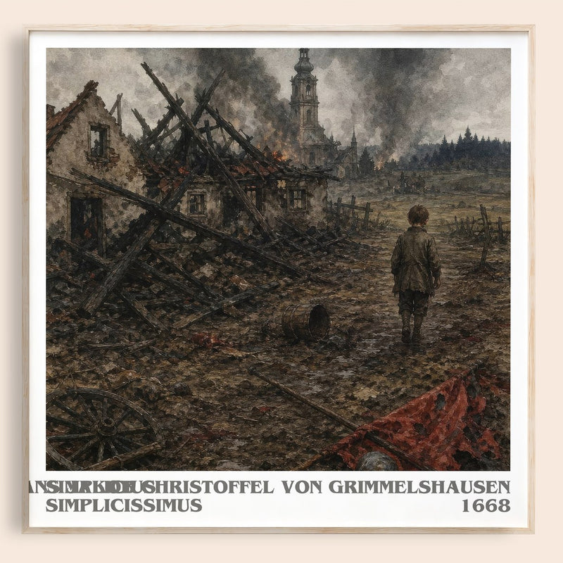 Simplicius Simplicissimus literary book poster by Hans Jakob Christoffel von Grimmelshausen – framed literary art print