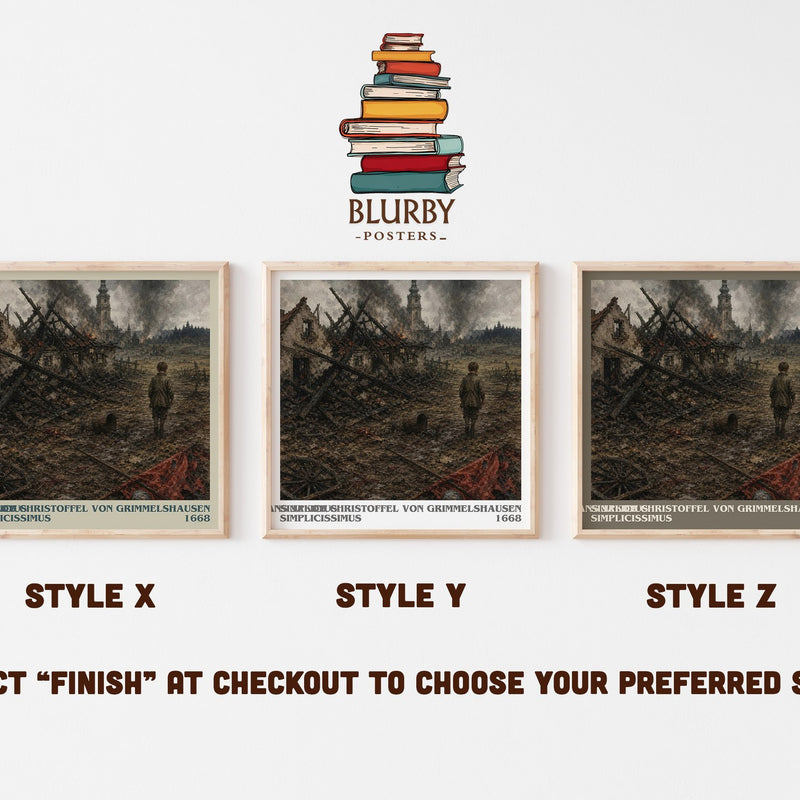 Simplicius Simplicissimus literary print in frame leaning in hallway – classic literature wall art