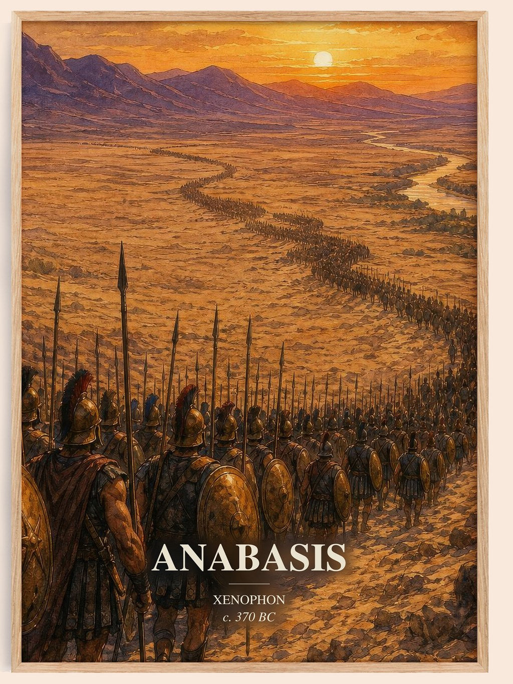 Anabasis watercolour book poster by Xenophon – framed literary art print