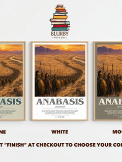Anabasis bookish print framed by window – Stone, White and Mocha side by side – choose your colour