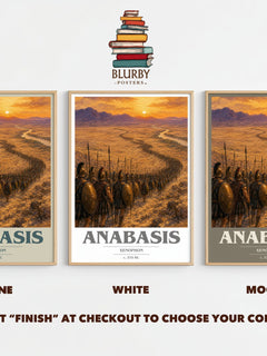 Anabasis book cover print framed by window – Stone, White and Mocha side by side – choose your colour