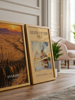Anabasis watercolour print framed by window – literary home decor