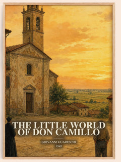 The Little World Of Don Camillo watercolour book poster by Giovanni Guareschi – framed literary art print