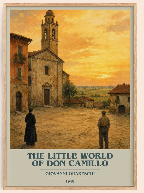 The Little World Of Don Camillo book cover book poster by Giovanni Guareschi – framed literary art print