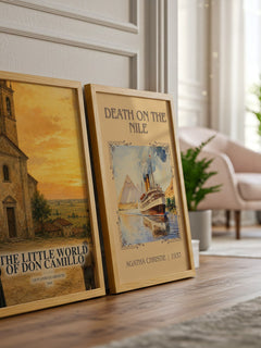 The Little World Of Don Camillo watercolour print framed by window – literary home decor
