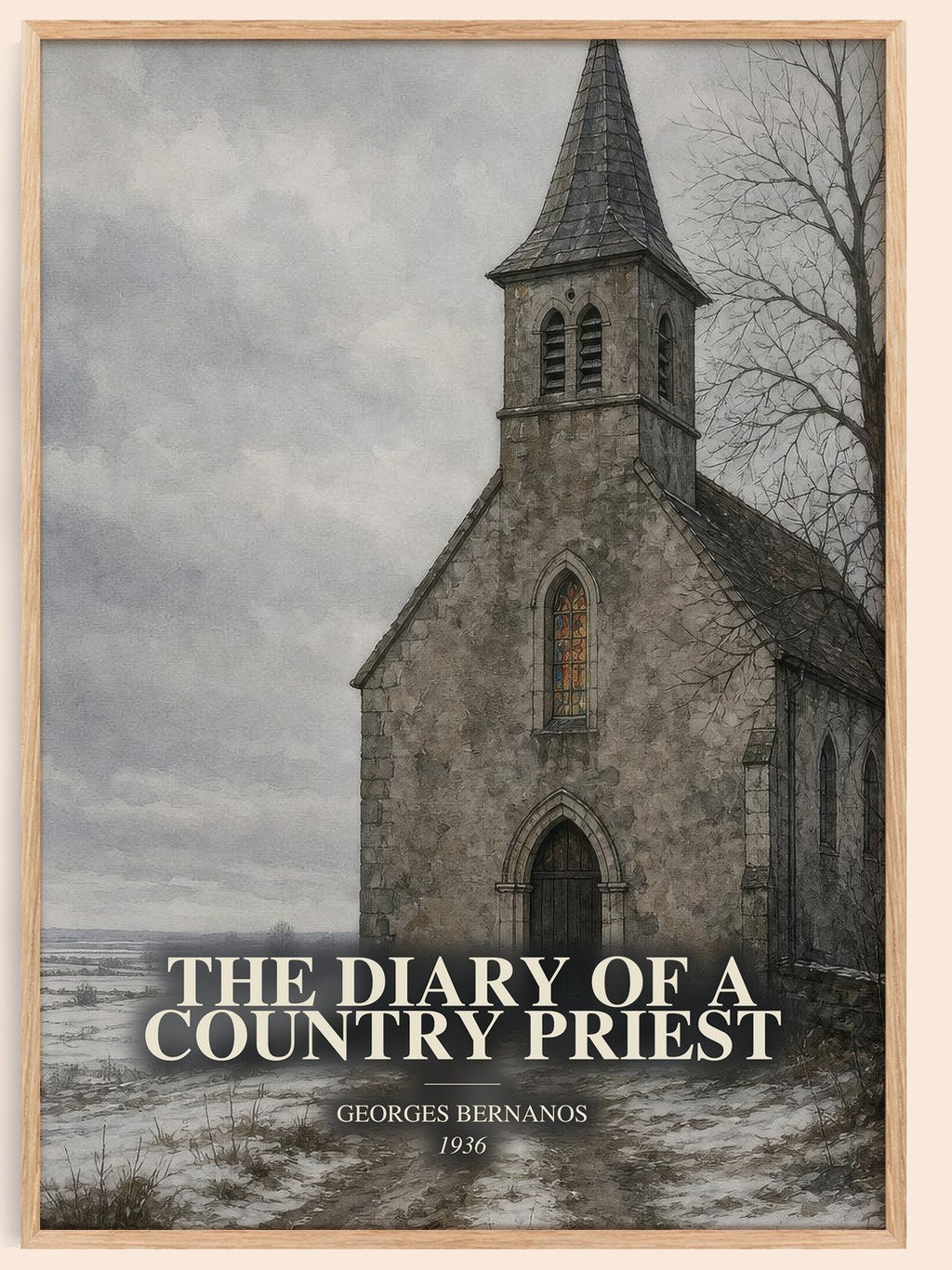 The Diary of a Country Priest watercolour book poster by Georges Bernanos – framed literary art print