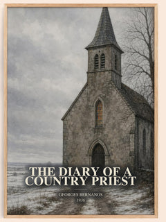 The Diary of a Country Priest watercolour book poster by Georges Bernanos – framed literary art print