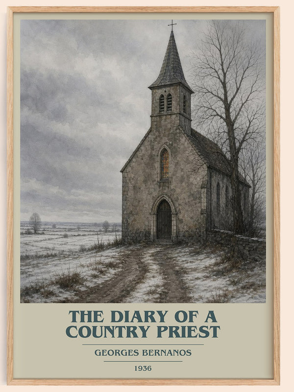 The Diary of a Country Priest book cover book poster by Georges Bernanos – framed literary art print