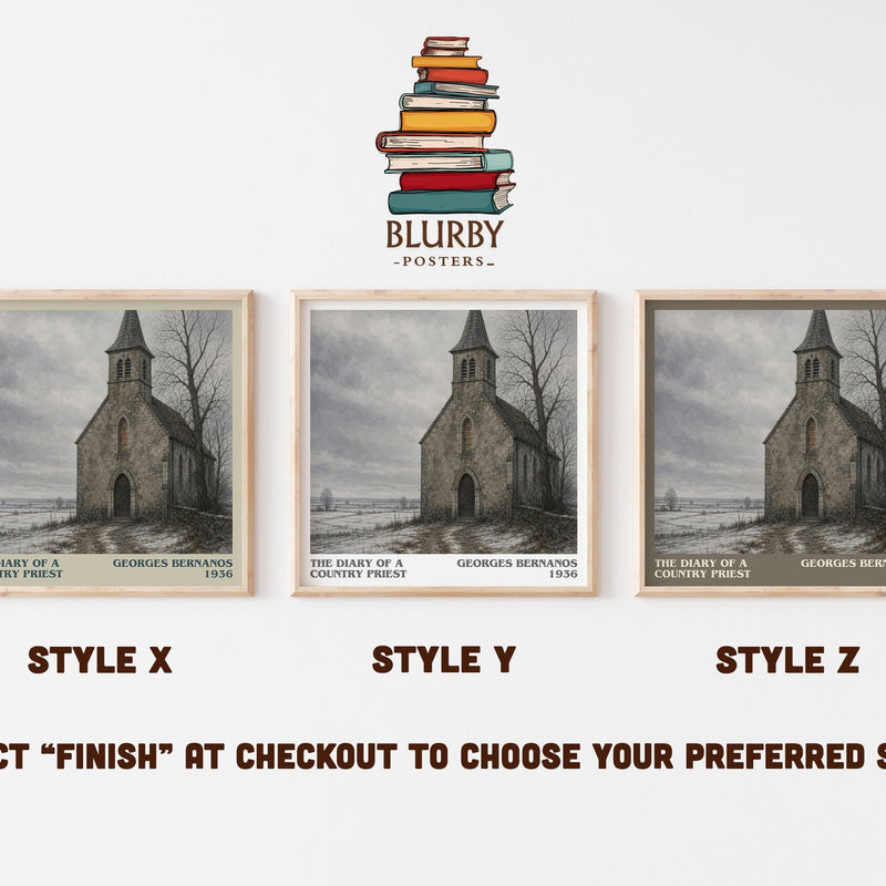 The Diary of a Country Priest literary print in frame leaning in hallway – literary fiction wall art