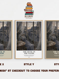 The Devil in the Flesh book cover print in frame leaning in hallway – literary fiction wall art