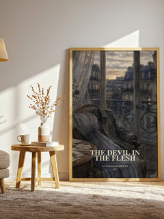 The Devil in the Flesh watercolour print in frame leaning in hallway – literary fiction wall art