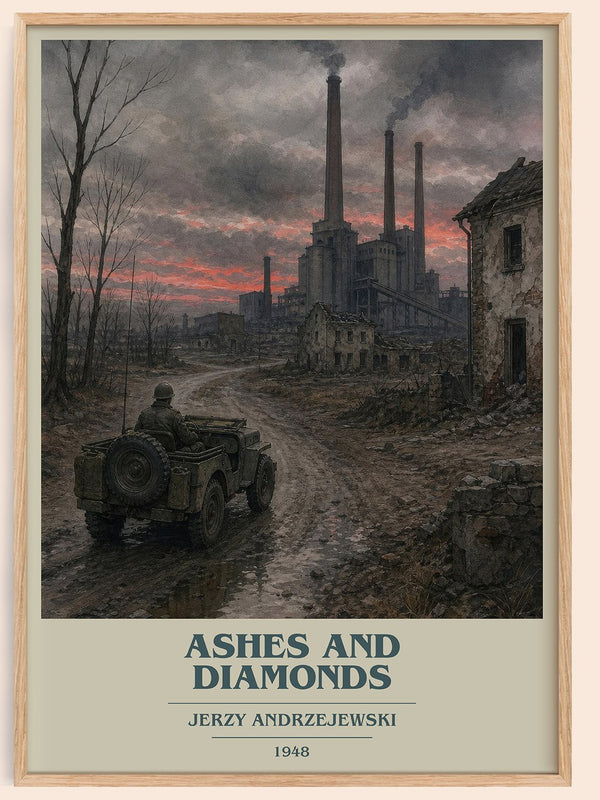 Ashes and Diamonds book cover book poster by Jerzy Andrzejewski – framed literary art print