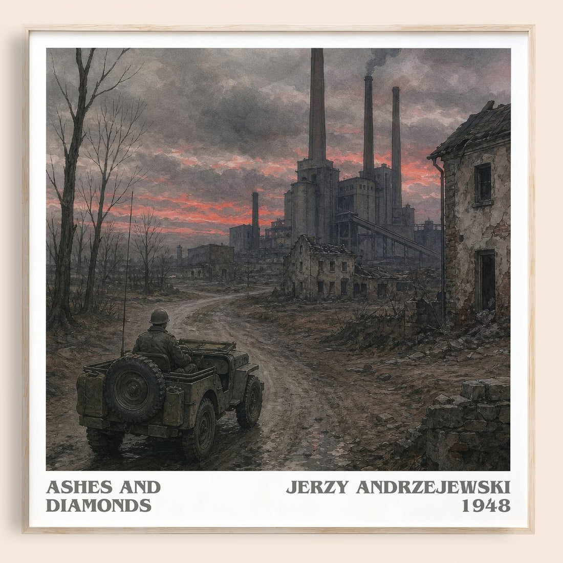 Ashes and Diamonds literary book poster by Jerzy Andrzejewski – framed literary art print