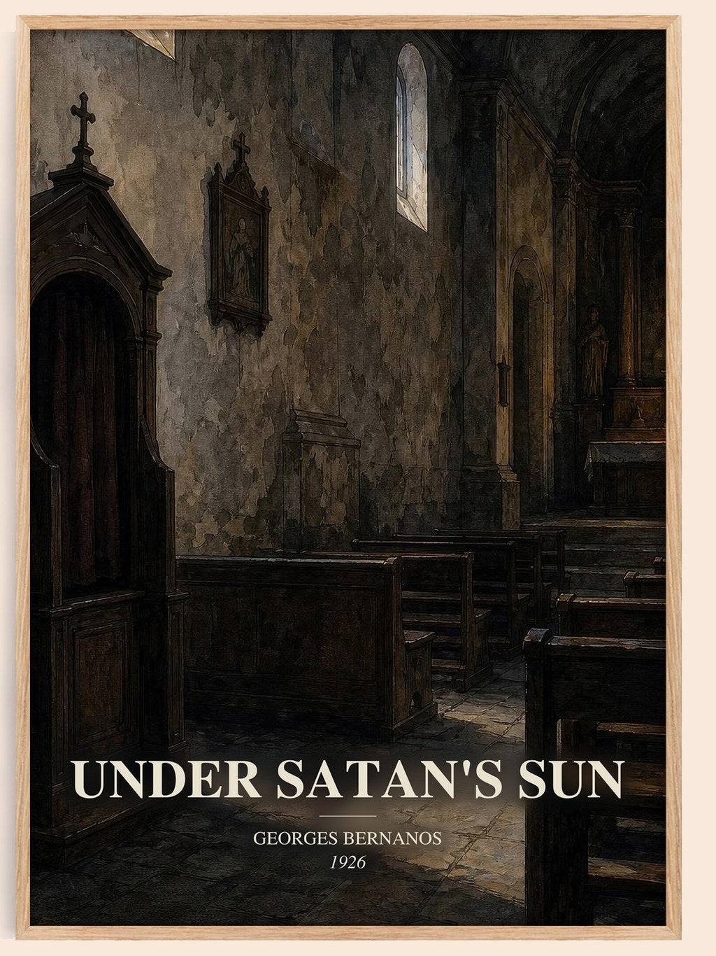 Under Satan's Sun watercolour book poster by Georges Bernanos – framed literary art print