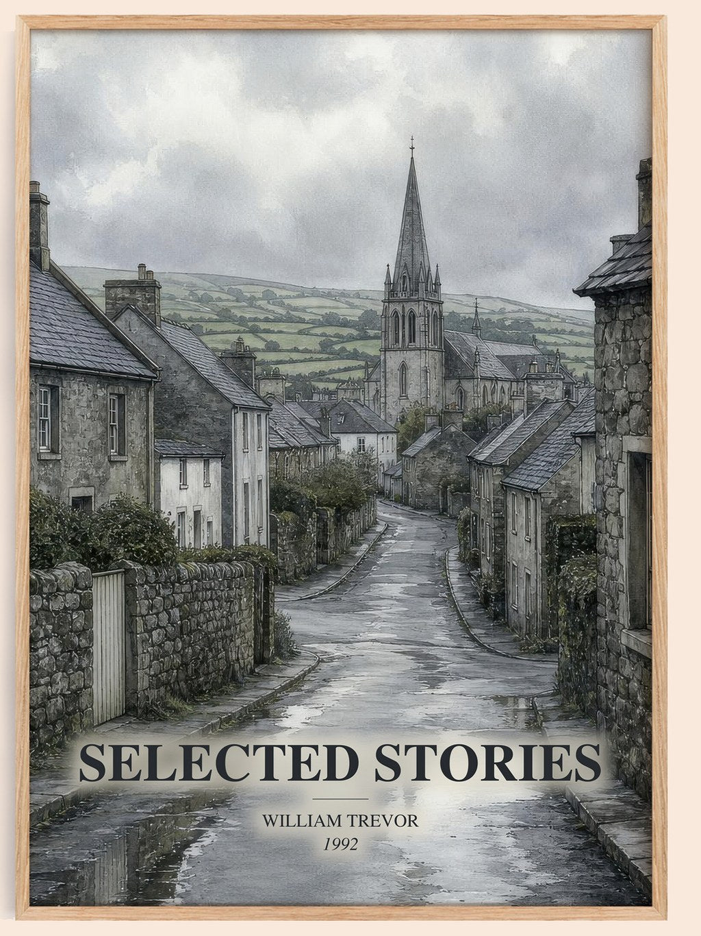 Selected Stories watercolour book poster by William Trevor – framed literary art print
