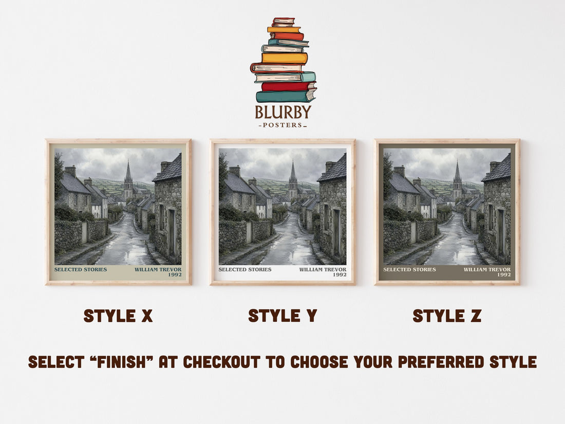 Selected Stories literary print in frame leaning in hallway – literary fiction wall art (mockup)