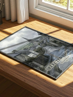 Selected Stories watercolour book poster framed on wall – literary fiction wall art
