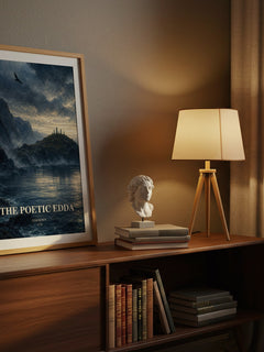 The Poetic Edda watercolour print on bookshelf – Unknown fan gift