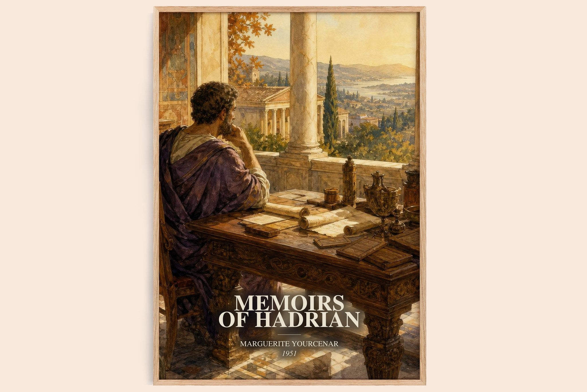 Memoirs of Hadrian Book Watercolour Illustration by M. Yourcenar