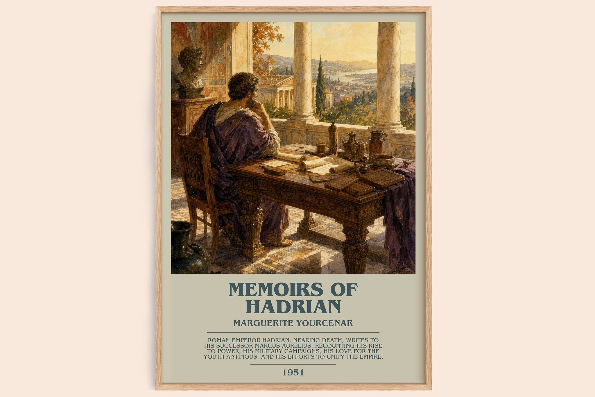 Memoirs of Hadrian Bookish Wall Art by Marguerite Yourcenar