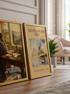 Memoirs of Hadrian watercolour print framed by window – literary home decor