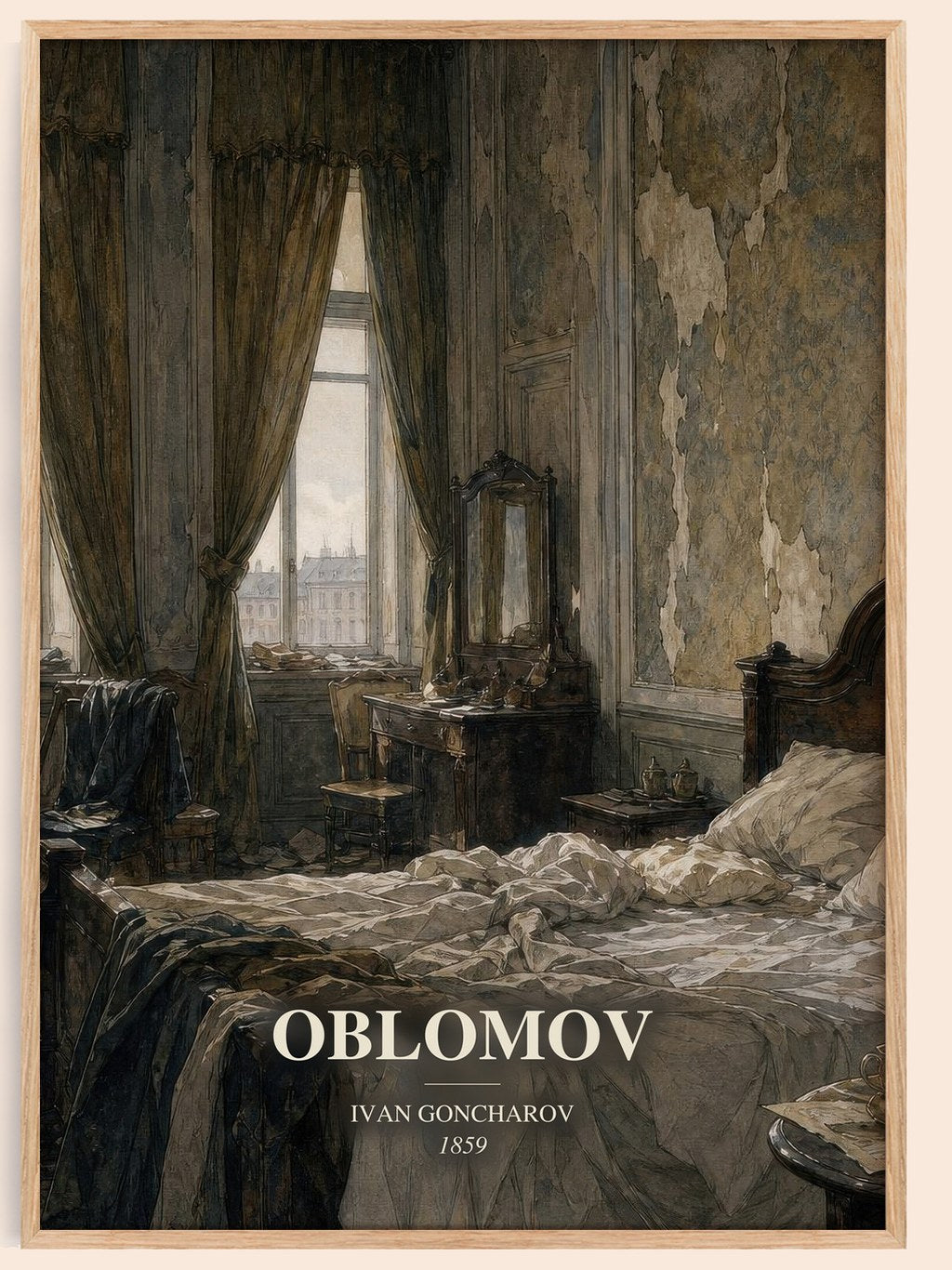Oblomov watercolour book poster by Ivan Goncharov – framed literary art print
