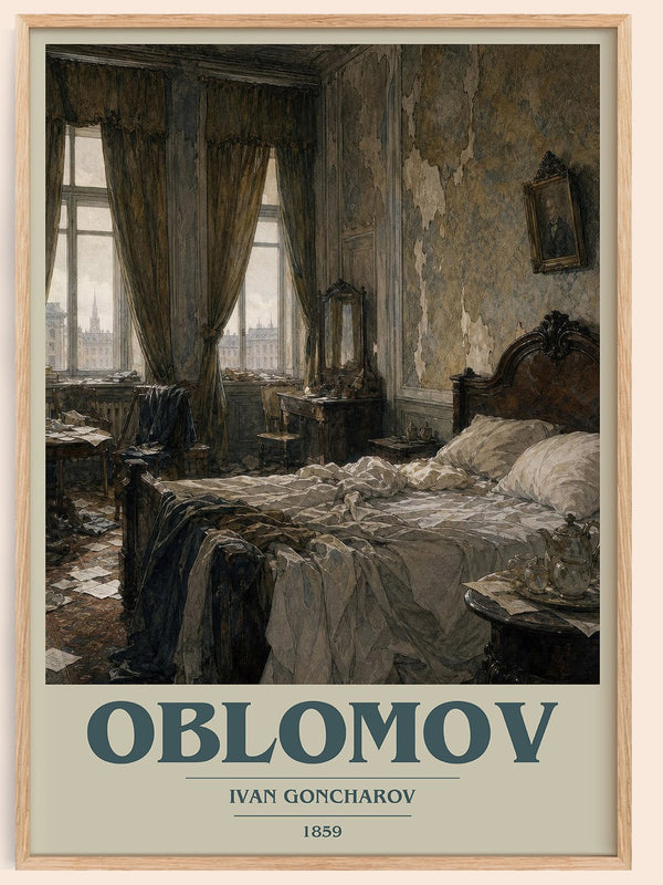 Oblomov book cover book poster by Ivan Goncharov – framed literary art print