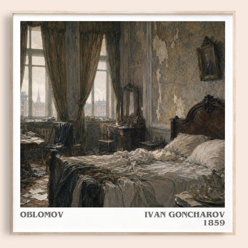 Oblomov literary book poster by Ivan Goncharov – framed literary art print