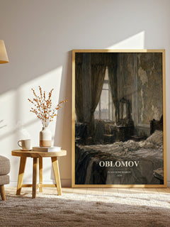 Oblomov watercolour print in frame leaning in hallway – classic literature wall art