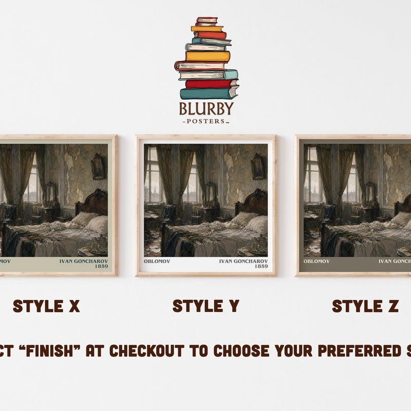 Oblomov literary print in frame leaning in hallway – classic literature wall art