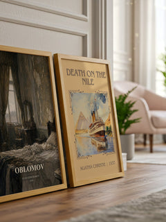 Oblomov watercolour print framed by window – literary home decor