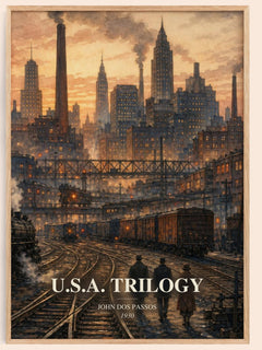 U.S.A. Trilogy watercolour book poster by John Dos Passos – framed literary art print