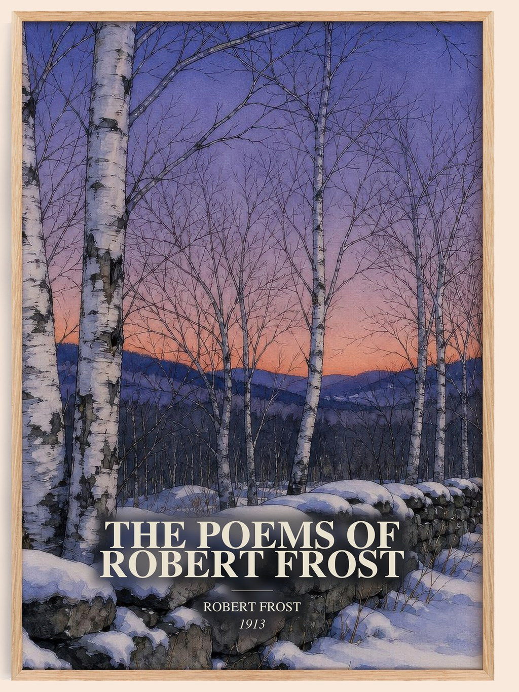 The Poems of Robert Frost watercolour book poster by Robert Frost – framed literary art print