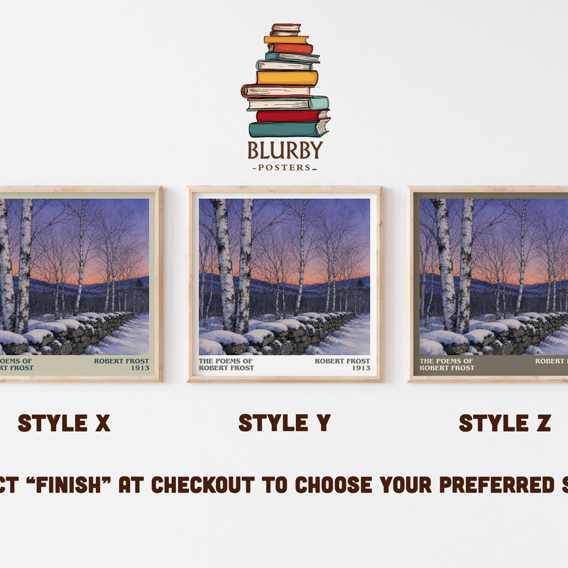 The Poems of Robert Frost literary print in frame leaning in hallway – poetry wall art