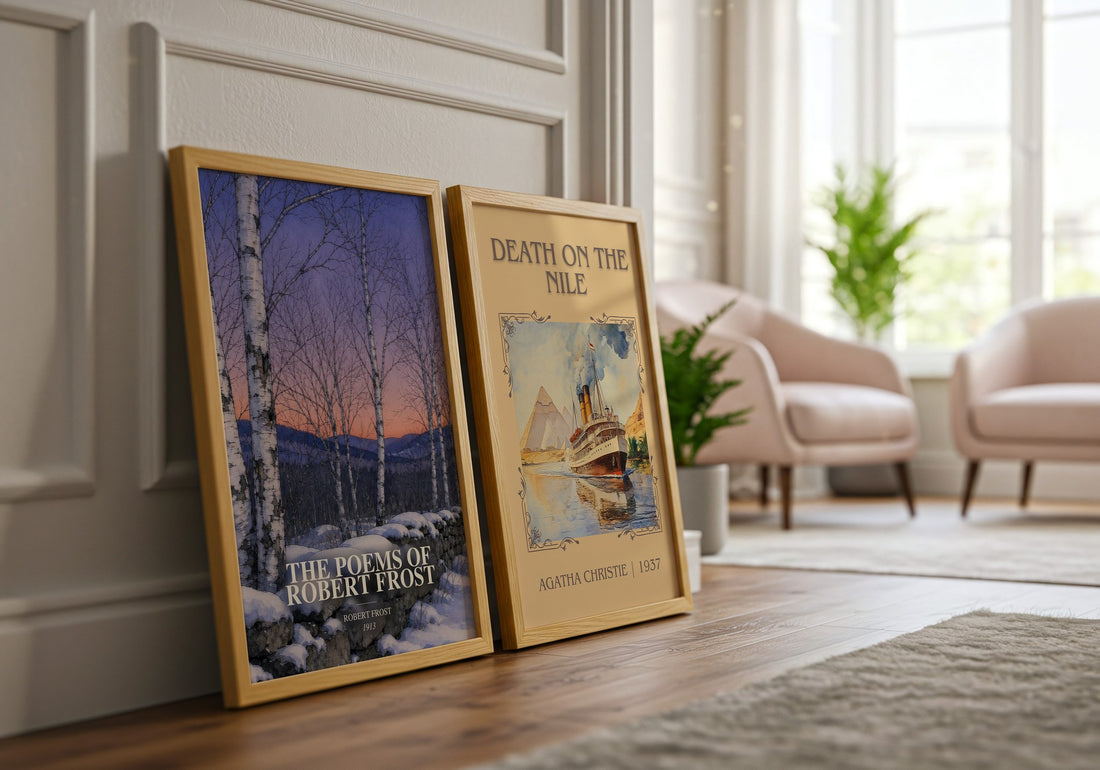 The Poems of Robert Frost watercolour print framed by window – literary home decor