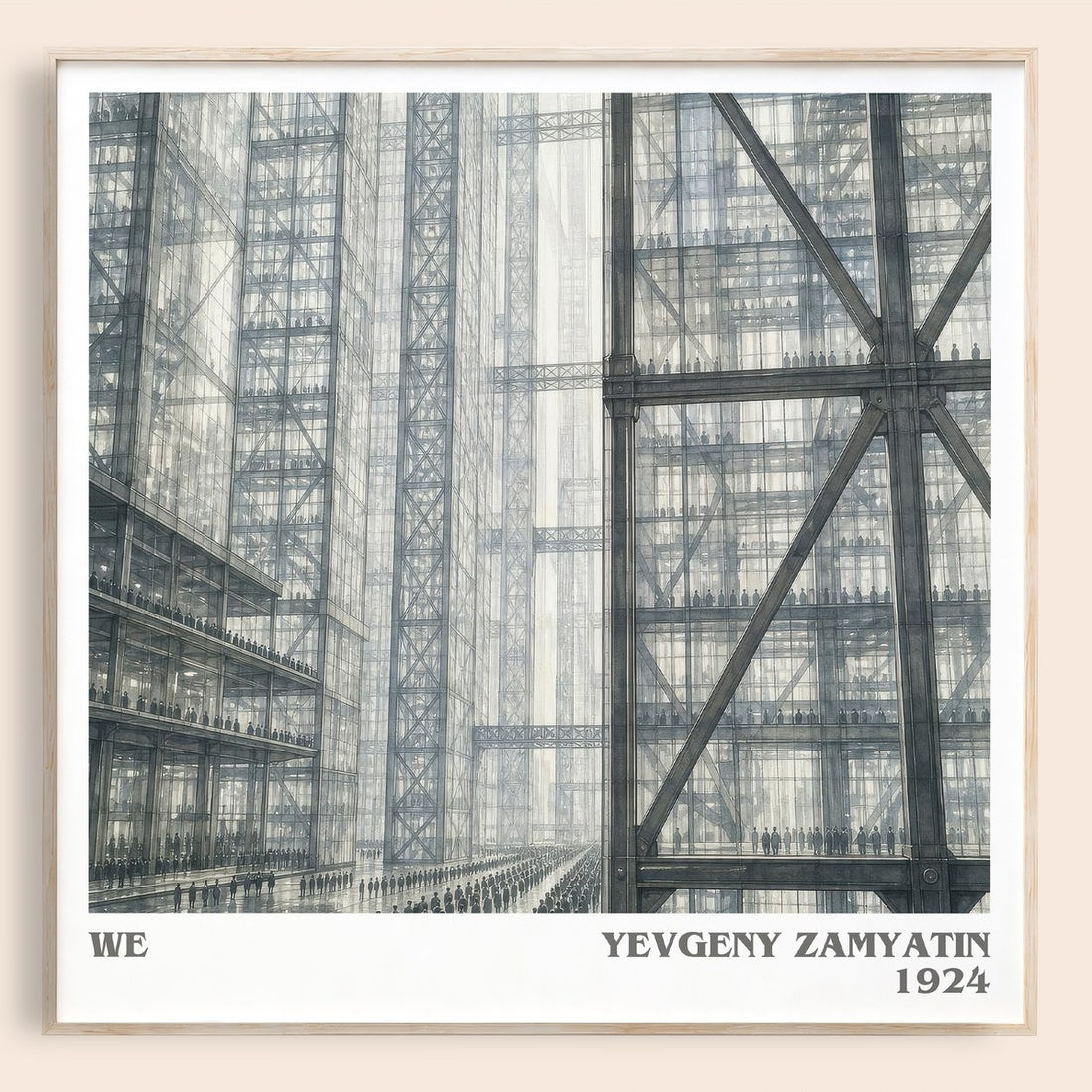 We literary book poster by Yevgeny Zamyatin – framed literary art print