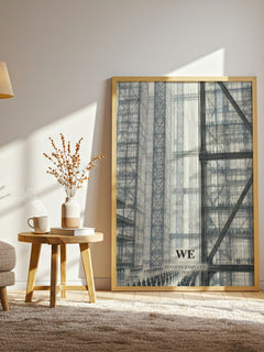 We watercolour print in frame leaning in hallway – dystopian wall art