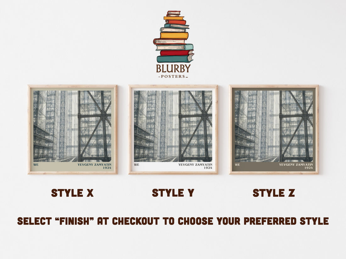 We literary print in frame leaning in hallway – dystopian wall art (mockup)