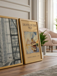 We watercolour print framed by window – literary home decor