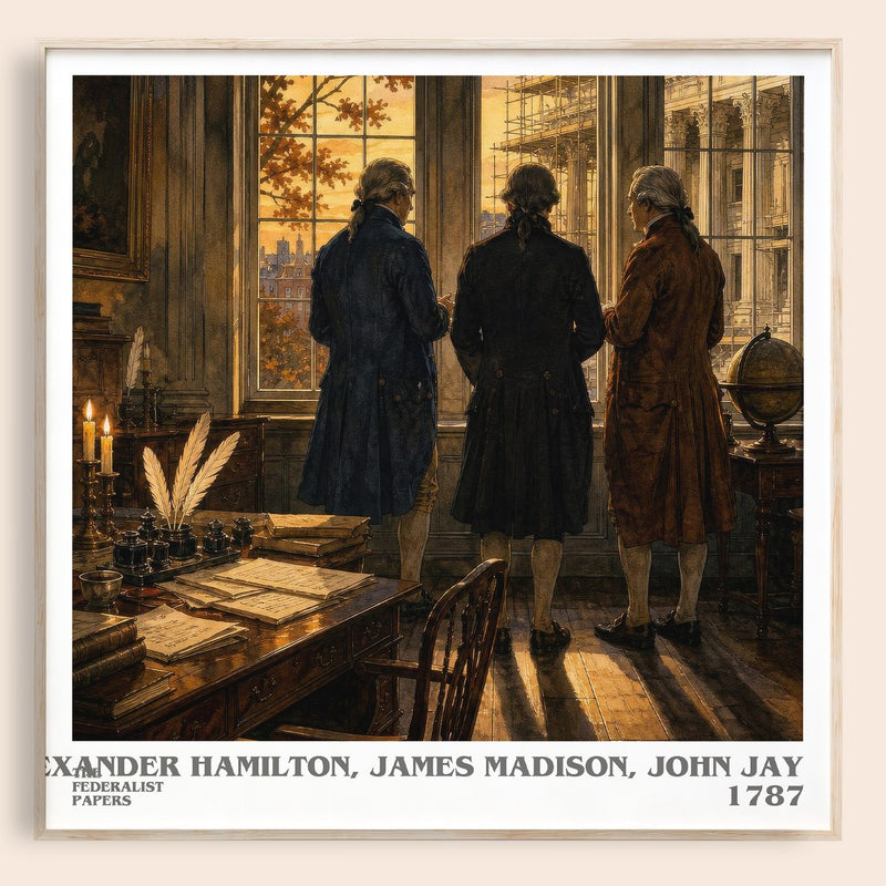 The Federalist Papers literary book poster by Alexander Hamilton, James Madison, John Jay – framed literary art print