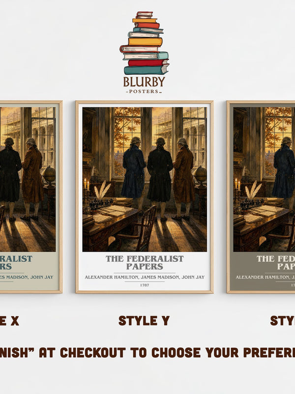 The Federalist Papers book cover print in frame leaning in hallway – non fiction wall art