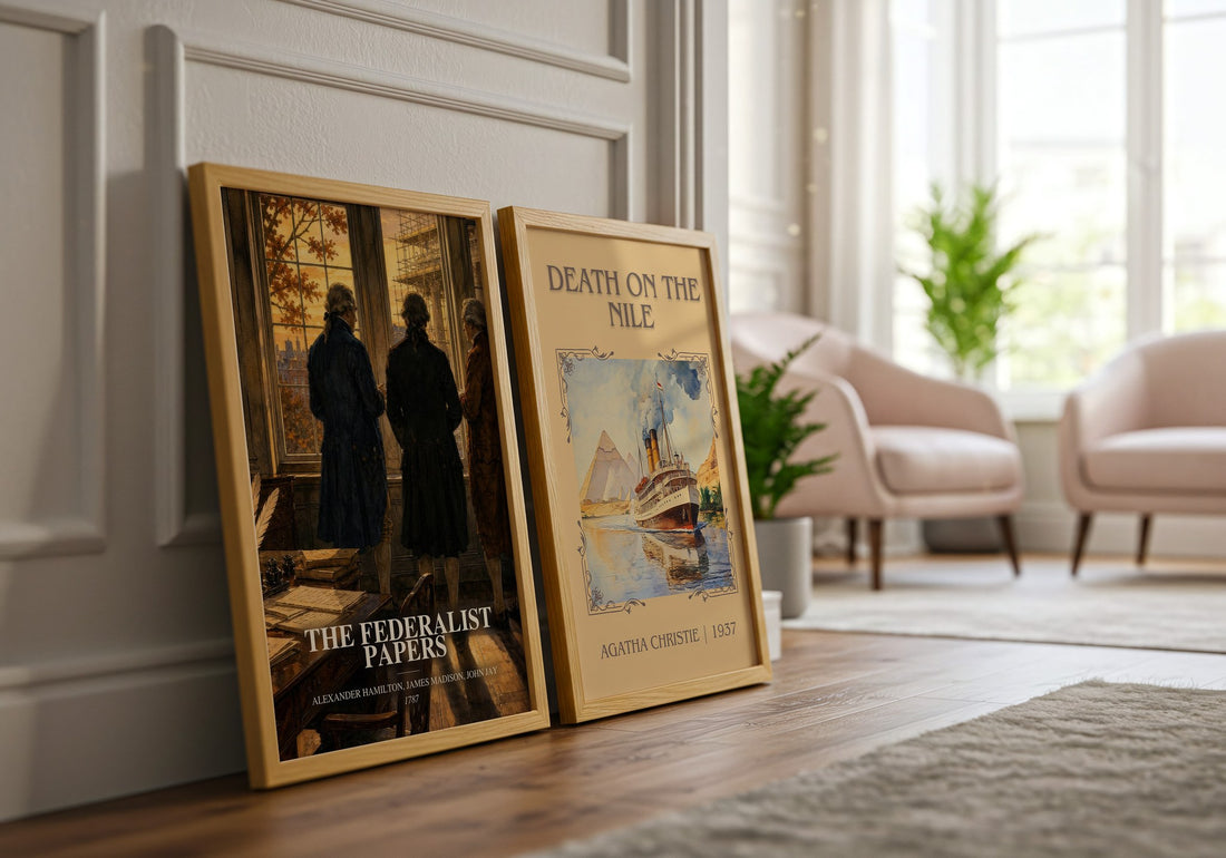 The Federalist Papers watercolour print framed by window – literary home decor