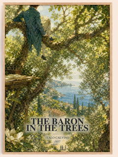 The Baron in the Trees watercolour book poster by Italo Calvino – framed literary art print