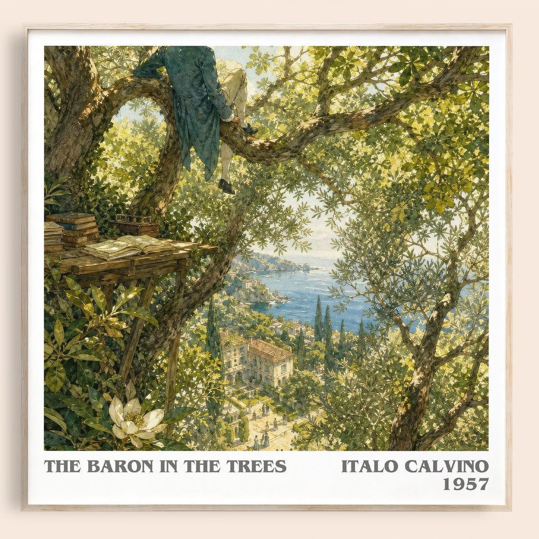 The Baron in the Trees literary book poster by Italo Calvino – framed literary art print