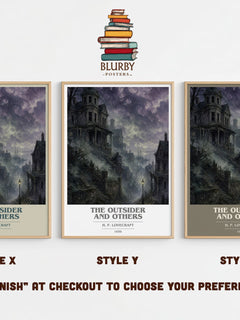 The Outsider And Others book cover print in frame leaning in hallway – horror wall art
