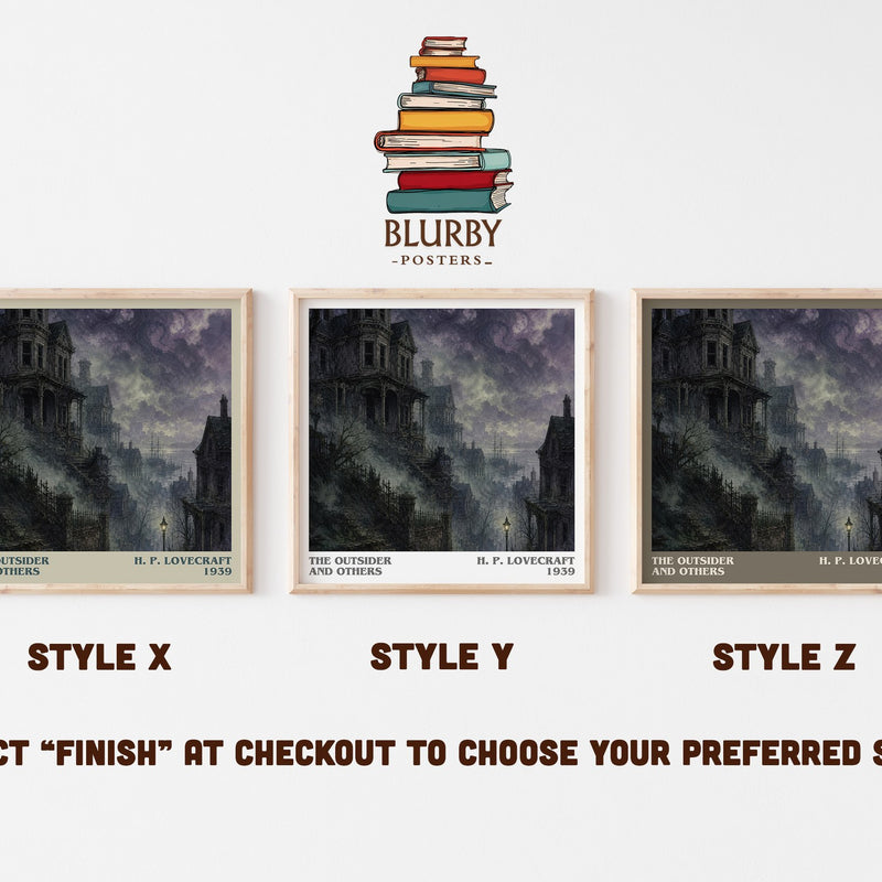 The Outsider And Others literary print in frame leaning in hallway – horror wall art