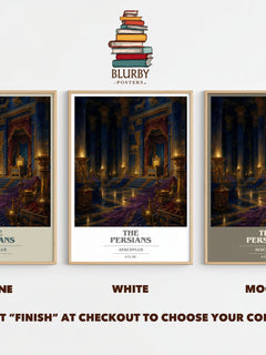 The Persians book cover print framed by window – Stone, White and Mocha side by side – choose your colour