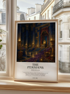 The Persians bookish print in frame leaning in hallway – classic literature wall art